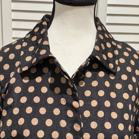 Chico’s Black & Tan Polka Dot Jacket, Size 2 (M/L) - Picture 2 of 10